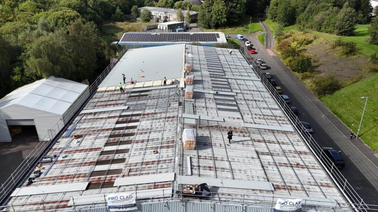 a commercial roof overlay job we are in the middle of completing in Glasgow