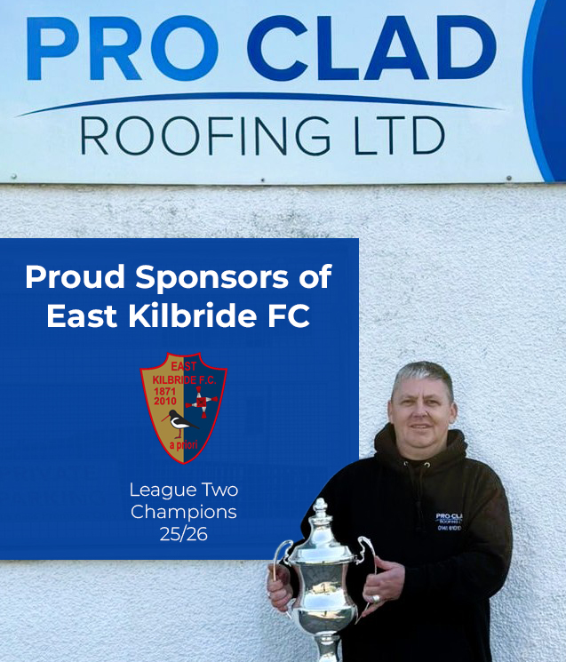 Celebrating East Kilbrides victory with a visit to the Pro Clad Roofing office so we could get our hands on the trophy.